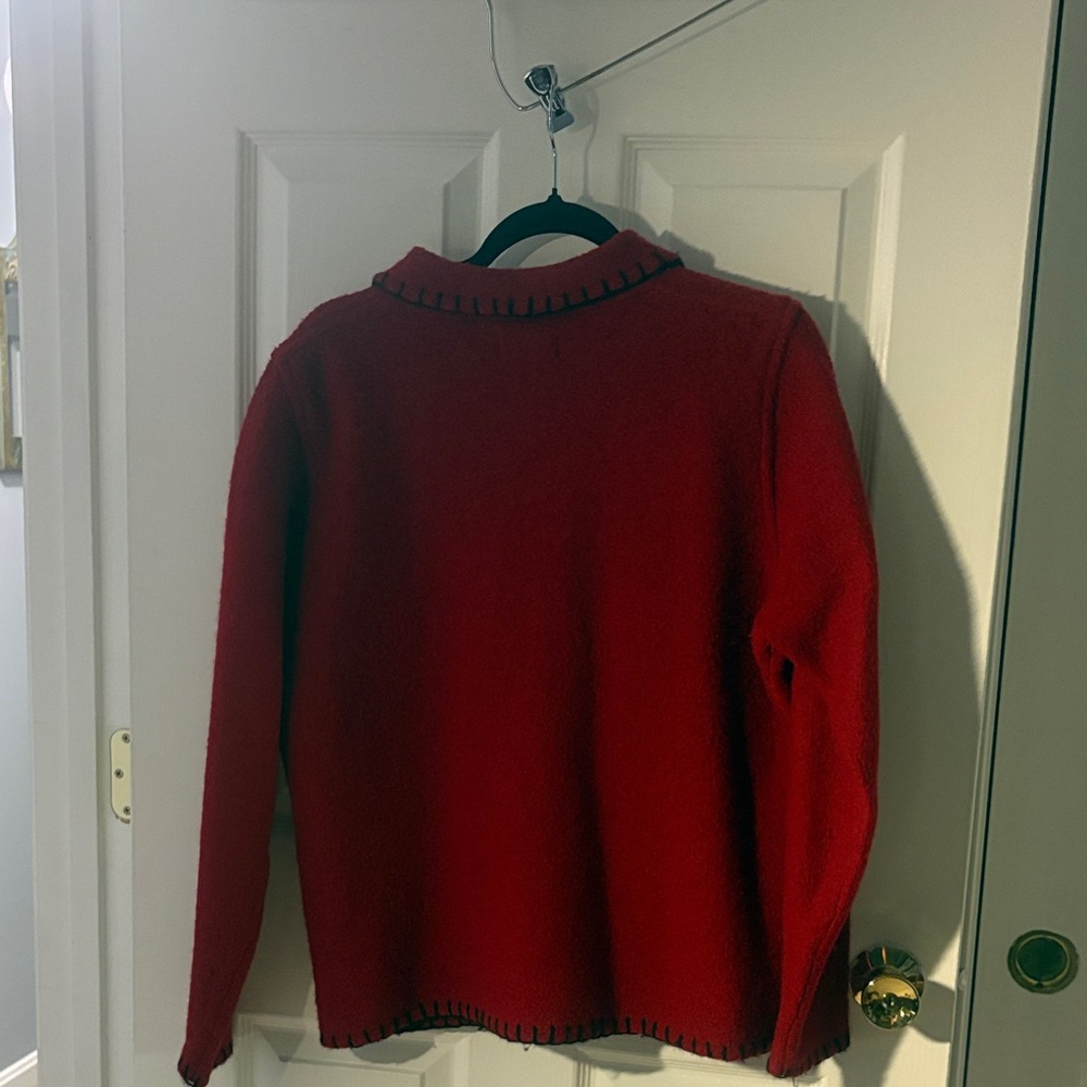 Worthington Red Boiled Wool Jacket with Black Stitching - Picture 7 of 8